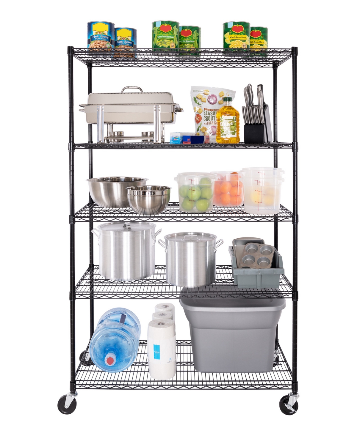 Shop Seville Classics Ultradurable 5-tier Nsf Steel Wire Shelving, 48" W X 24" D X 76" H In Black