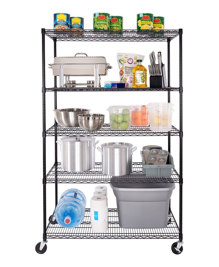 Seville Classics UltraDurable 5Tier NSF Steel Wire Shelving, 48" W x