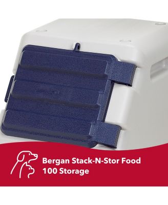 Bergan Stack-n-Stor Food Storage for Dog, Cats or other pets - Beige and Navy - 24 gal