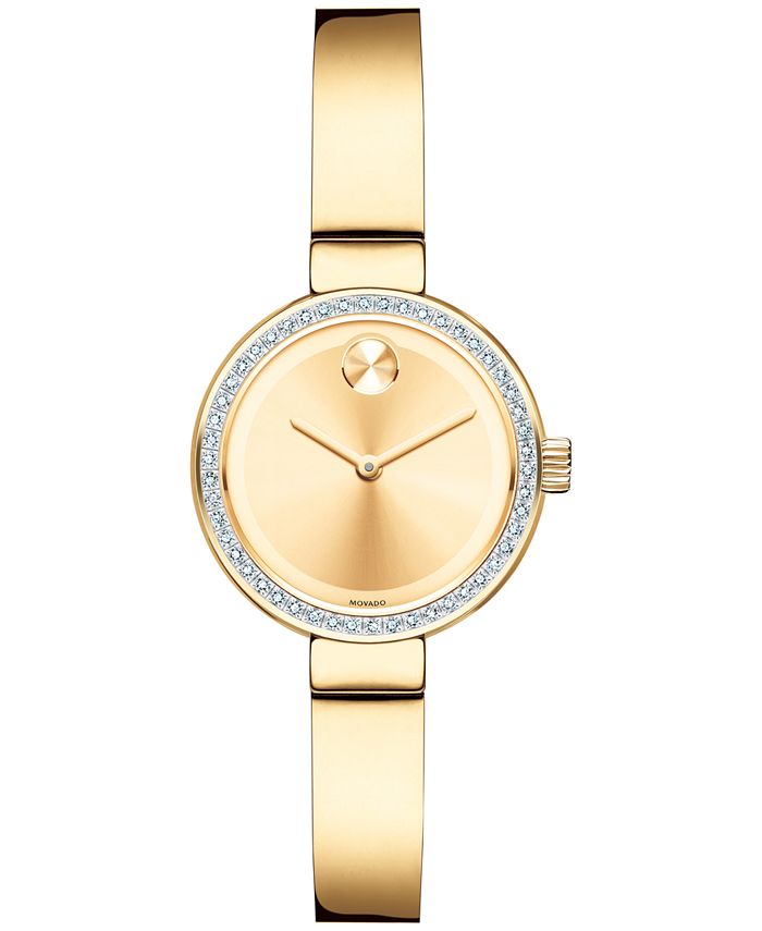 Movado Women s Swiss Bold Diamond 1 5 ct. t.w. Gold Ion Plated