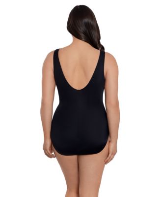 Women's Painted Safari Belted Surplice Long Torso One-Piece Swimsuit