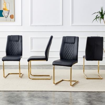 Streamdale 6 Modern Dining Chairs with Gold Metal Legs