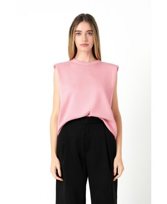 Women's Glitter Power Shoulder Knit Top