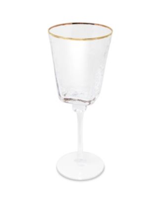 Square Shaped Rim Hammered Wine Glasses, Set of 6