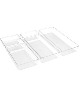 Clear Narrow Drawer Organizer Set