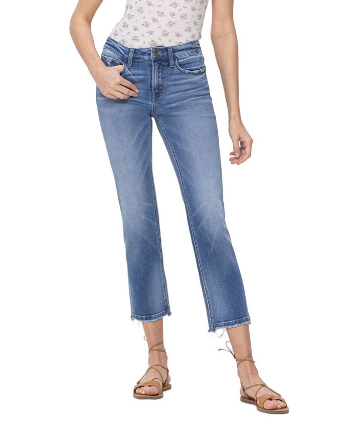Flying Monkey Women s Mid Rise Cropped Step Hem Straight Jeans