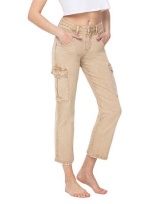 Women's High Rise Cargo Straight Jeans