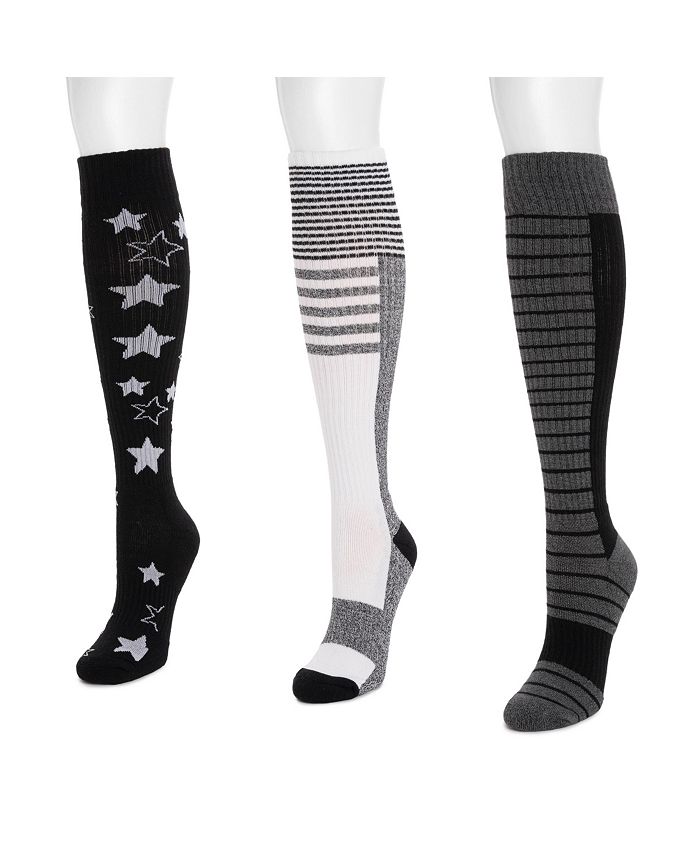 MUK LUKS Women's 3 Pack Cotton Compression KneeHigh Socks Macy's