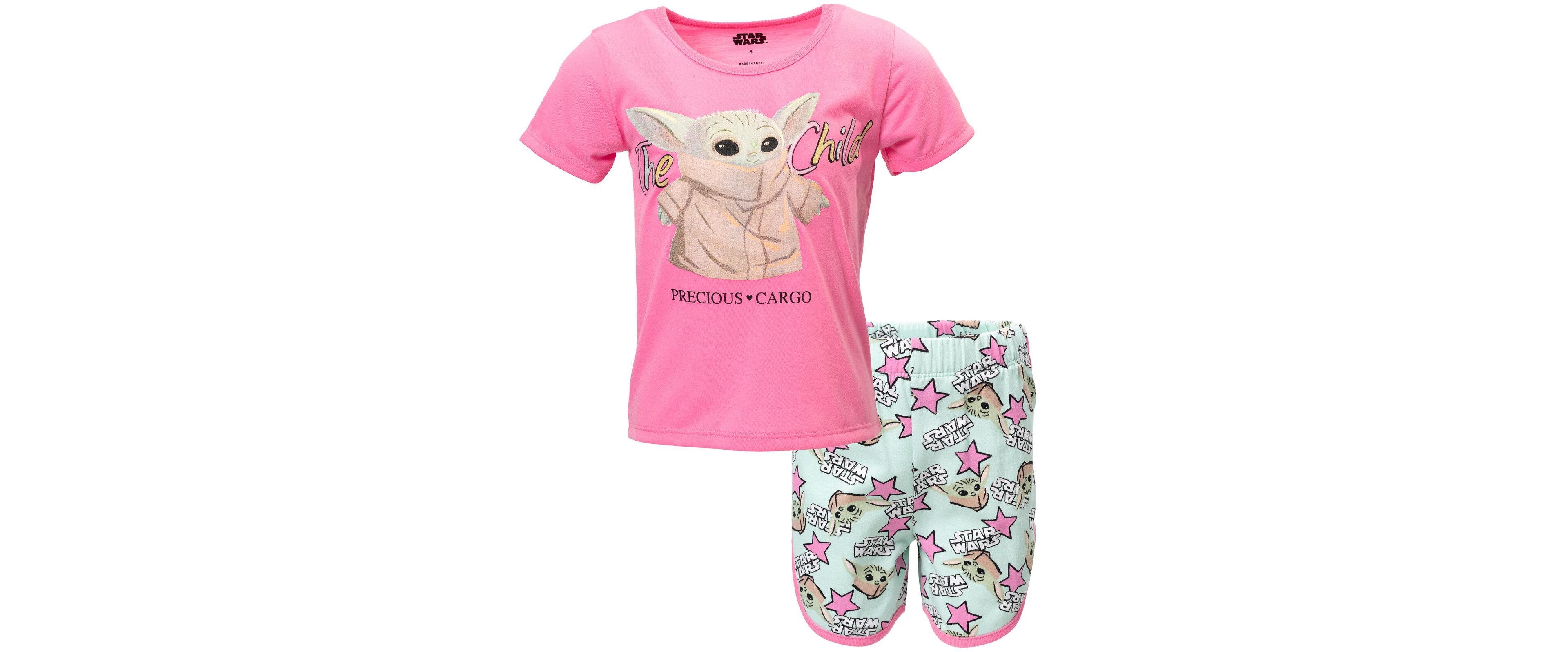 Star Wars The Mandalorian Child Girls French Terry T-Shirt and Shorts Outfit Set Toddler|Child