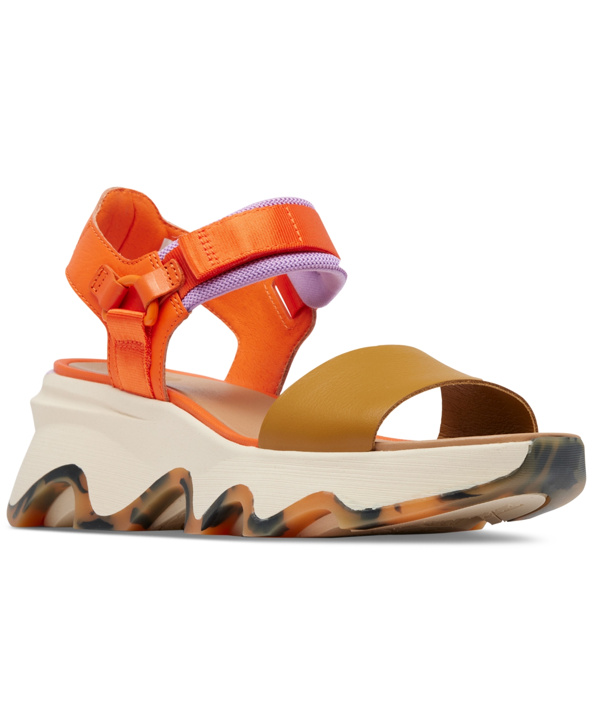 Shop Sorel Women's Kinetic Impact Ankle-strap Sport Platform Sandals In Optimized Orange,honey White
