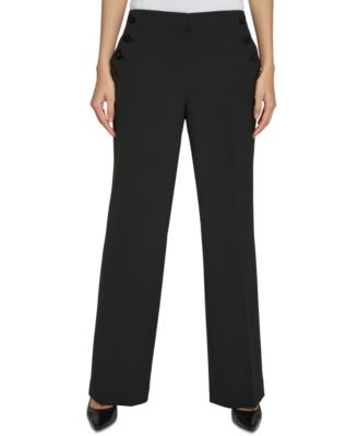KARL LAGERFELD PARIS - Women's Button-Pocket Wide-Leg Sailor Pants