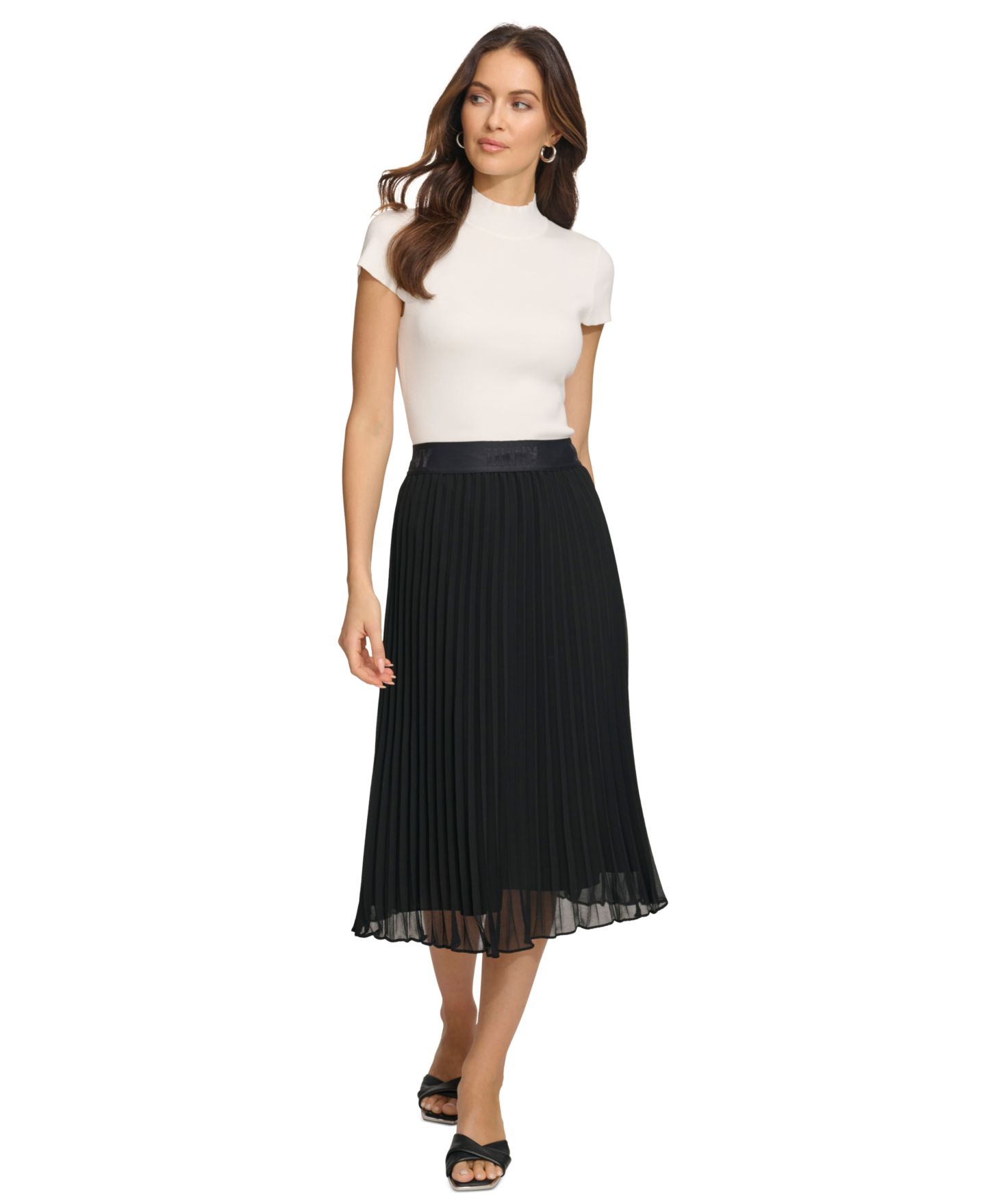 Женская юбка DKNY Pleated Midi, цвет: Чёрный — фото 5