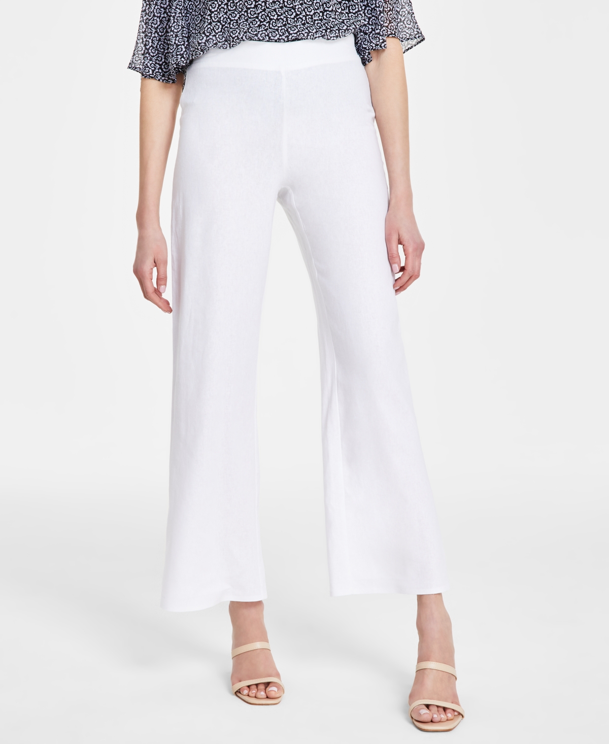 Sam & Jess Women's Linen-blend Wide-leg Pull-on Pants In White