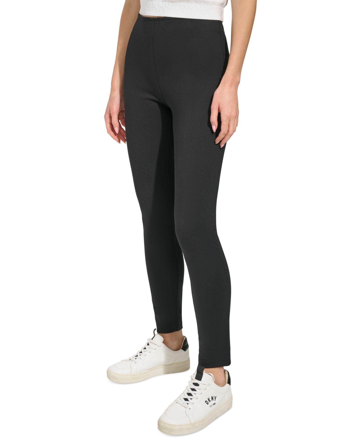Женские брюки DKNY Slim Leg Pull-On Ponte Ankle Pant, цвет: Чёрный — фото 3
