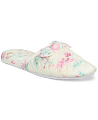 Charter Club Women's Quilted Butterfly Floral Bow Slippers