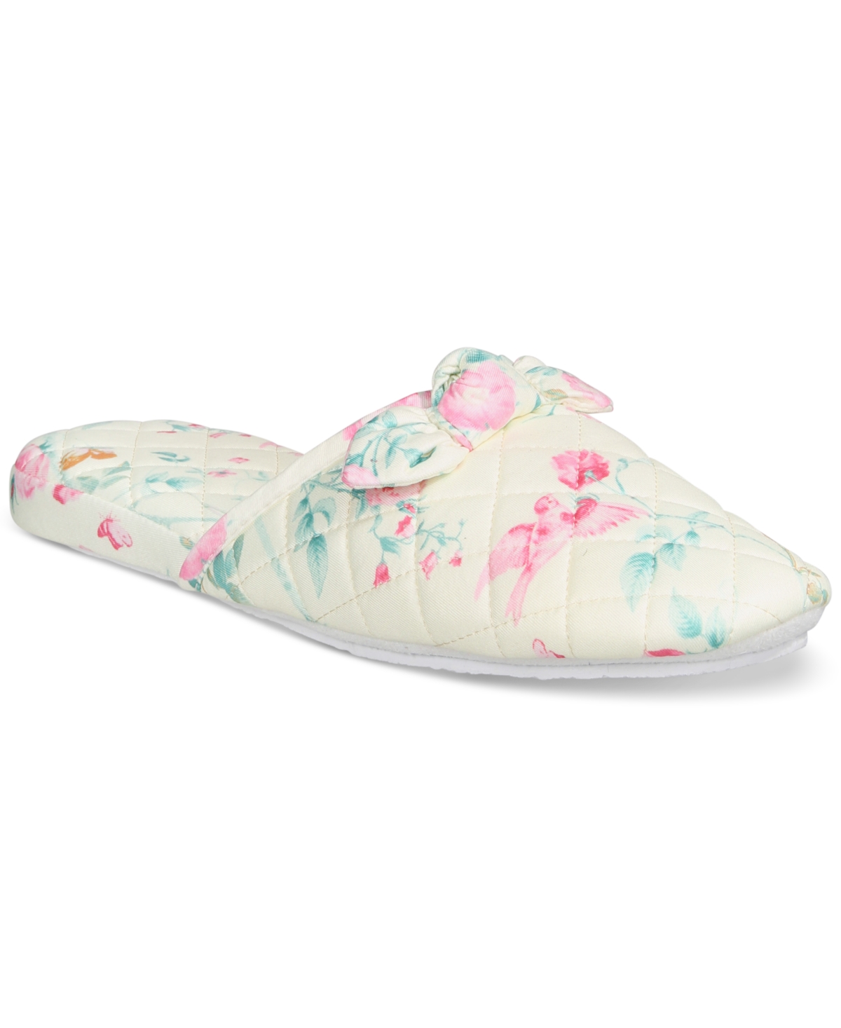 Women's Quilted Butterfly Floral Bow Slippers, Created for Macy's - Summer Moon