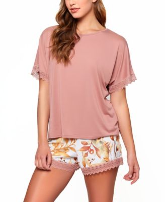 Women's 2Pc. Soft Pajama Set Trimmed in Lace