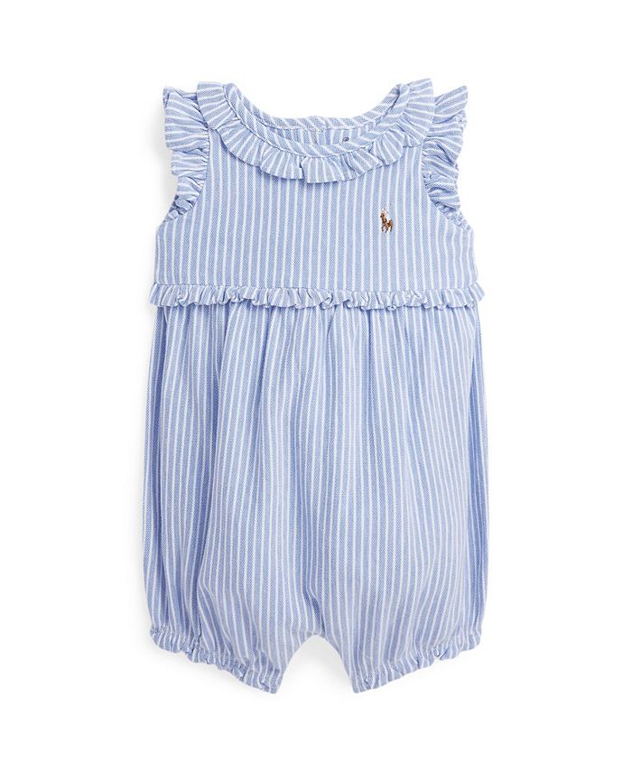 Polo Ralph Lauren Baby Girls Striped Knit Oxford Bubble Shortall Macy's