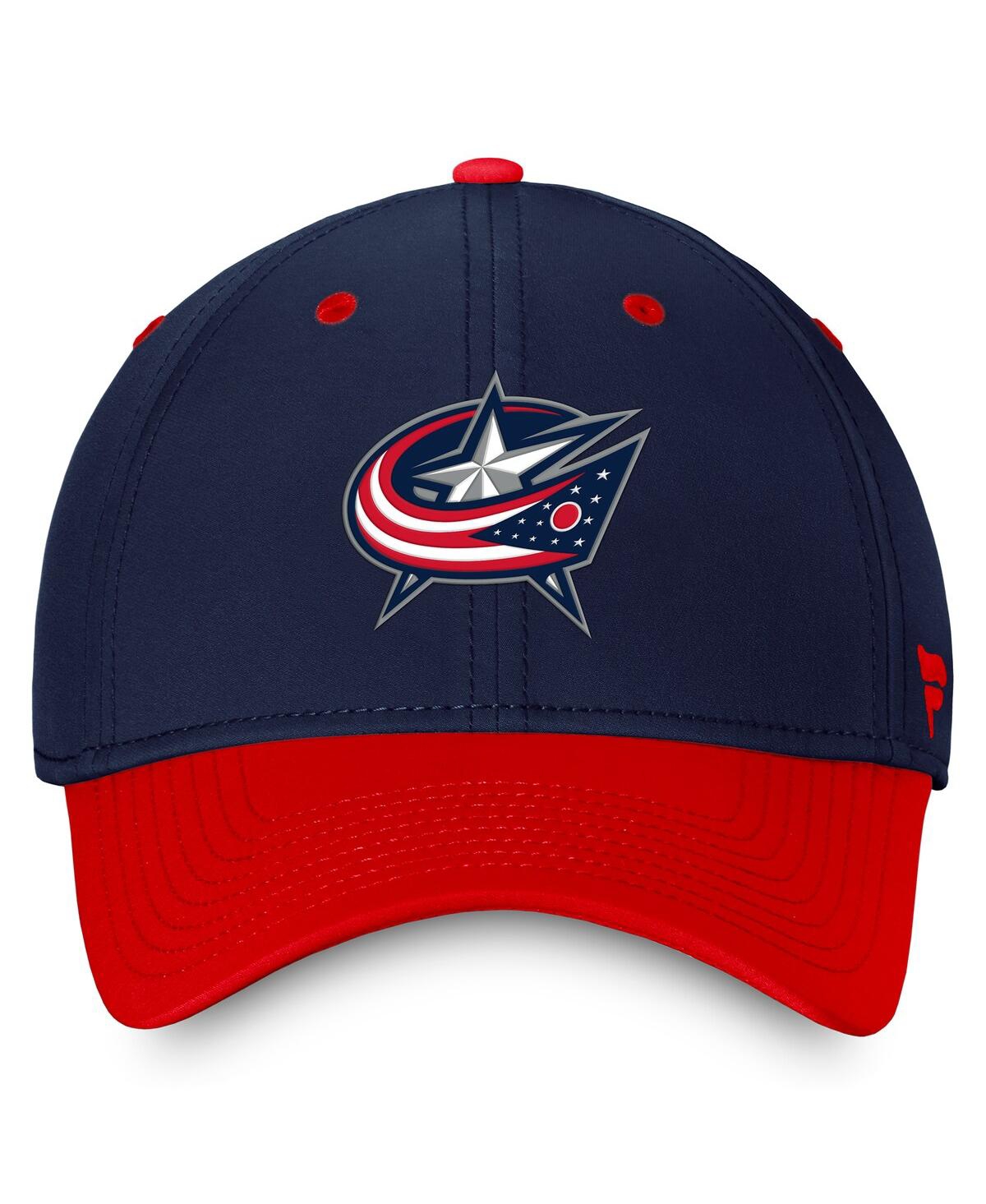 Shop Fanatics Men's  Navy, Red Columbus Blue Jackets Authentic Pro Rink Two-tone Flex Hat In Navy,red