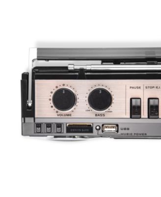 Retro AM/FM/SW Radio + Cassette Boombox with Bluetooth and USB/SDHC Playback