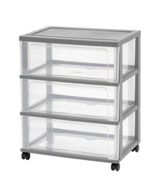 USA 3 Drawer Wide Storage Drawer Cart with Caster Wheels, Plastic Rolling Dresser for Home Closet Bedroom Bathroom Office Laundry Kitchen