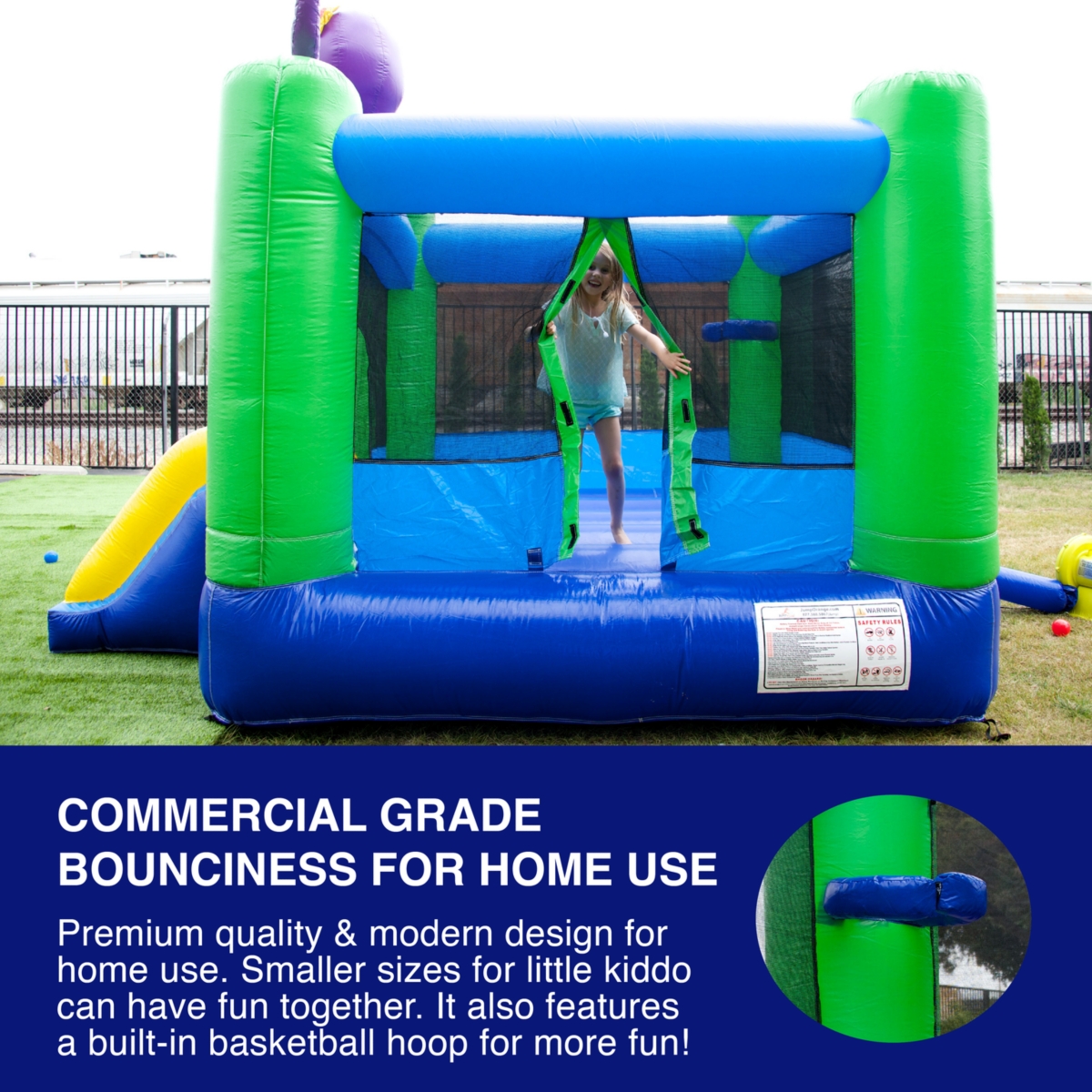 JumpOrange Lil Lady Octopus Inflatable Bounce House with Slide (with Blower), for Kids and Toddlers, Light Weight, Moonwalk, Bouncy House, Summer Fun