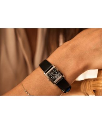 Eco-Drive Women's Bianca Black Apple Material Strap Watch 28mm