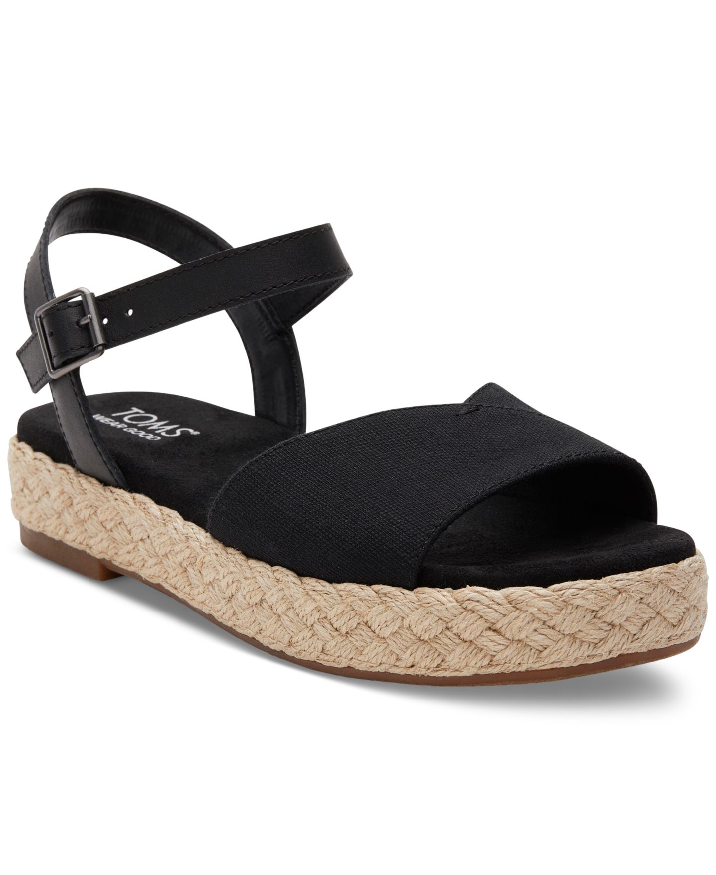 Женские сандалии TOMS Abby Braided Espadrille Flatform, цвет: Чёрный — фото 1