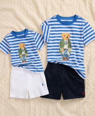 Polo Ralph Lauren Boys Baby Sibling Outfit Moments In New England Blue,white
