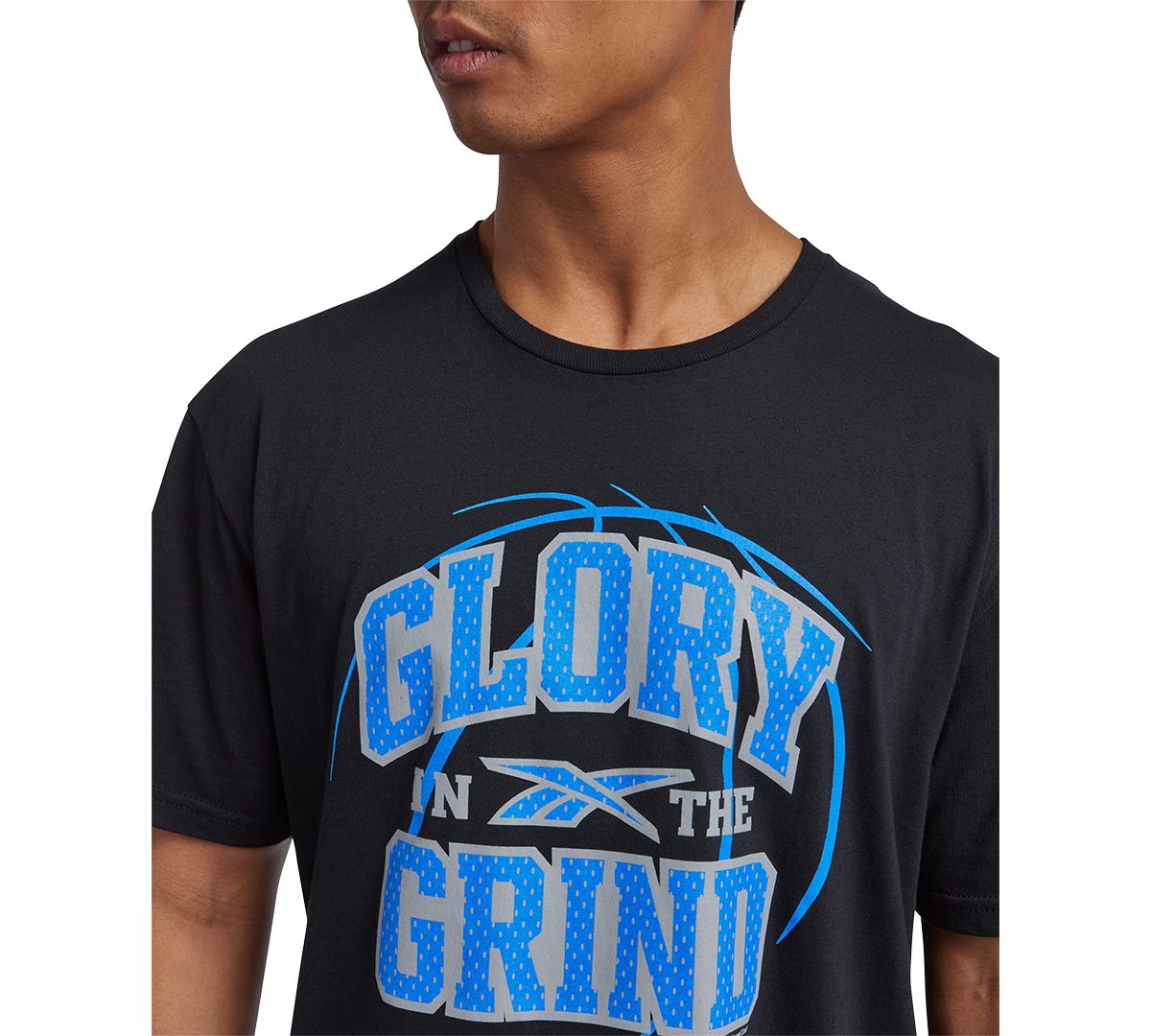 Shop Reebok Men's Glory Grind Graphic T-shirt In Black,vector Blue