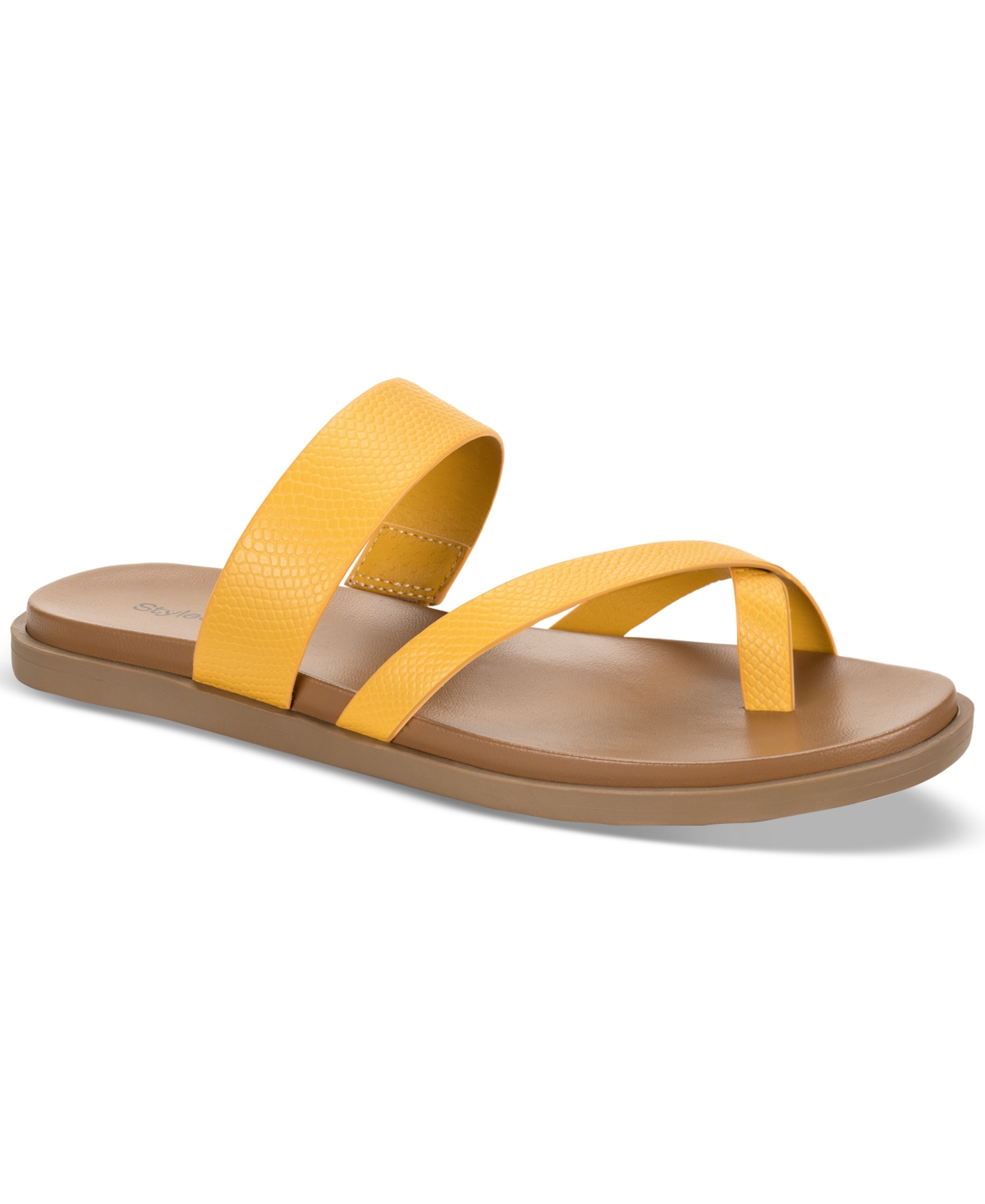 Shop Style & Co Women's Cordeliaa Slip-on Strappy Flat Sandals, Created For Macy's In Daffodil