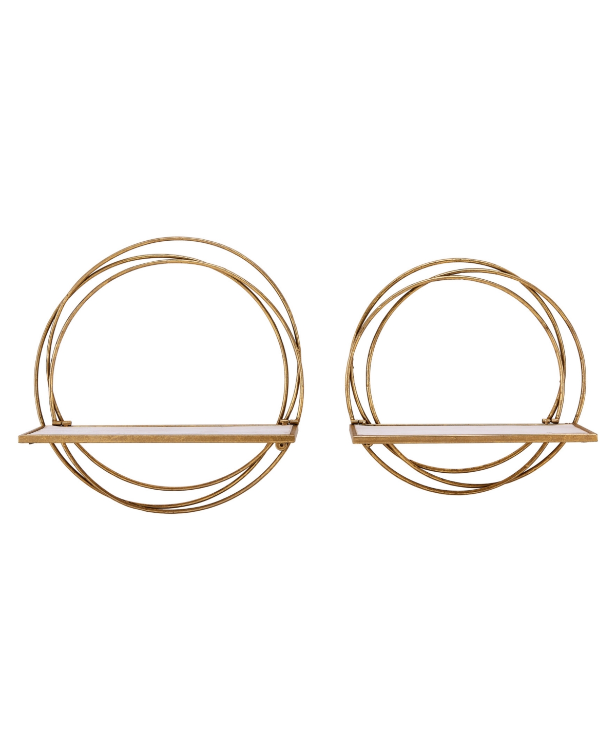 Golden-Tone Rings Floating Wall Shelves, Set of 2 - Gold