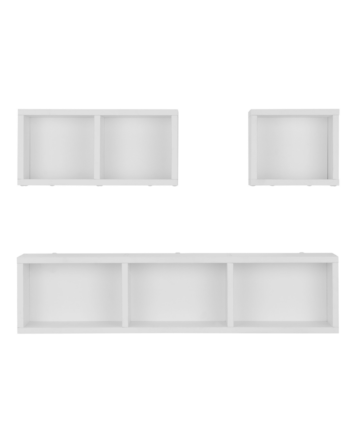 Bauhaus Floating Geometric Cubby Wall Shelves, Set of 3 Sizes - White