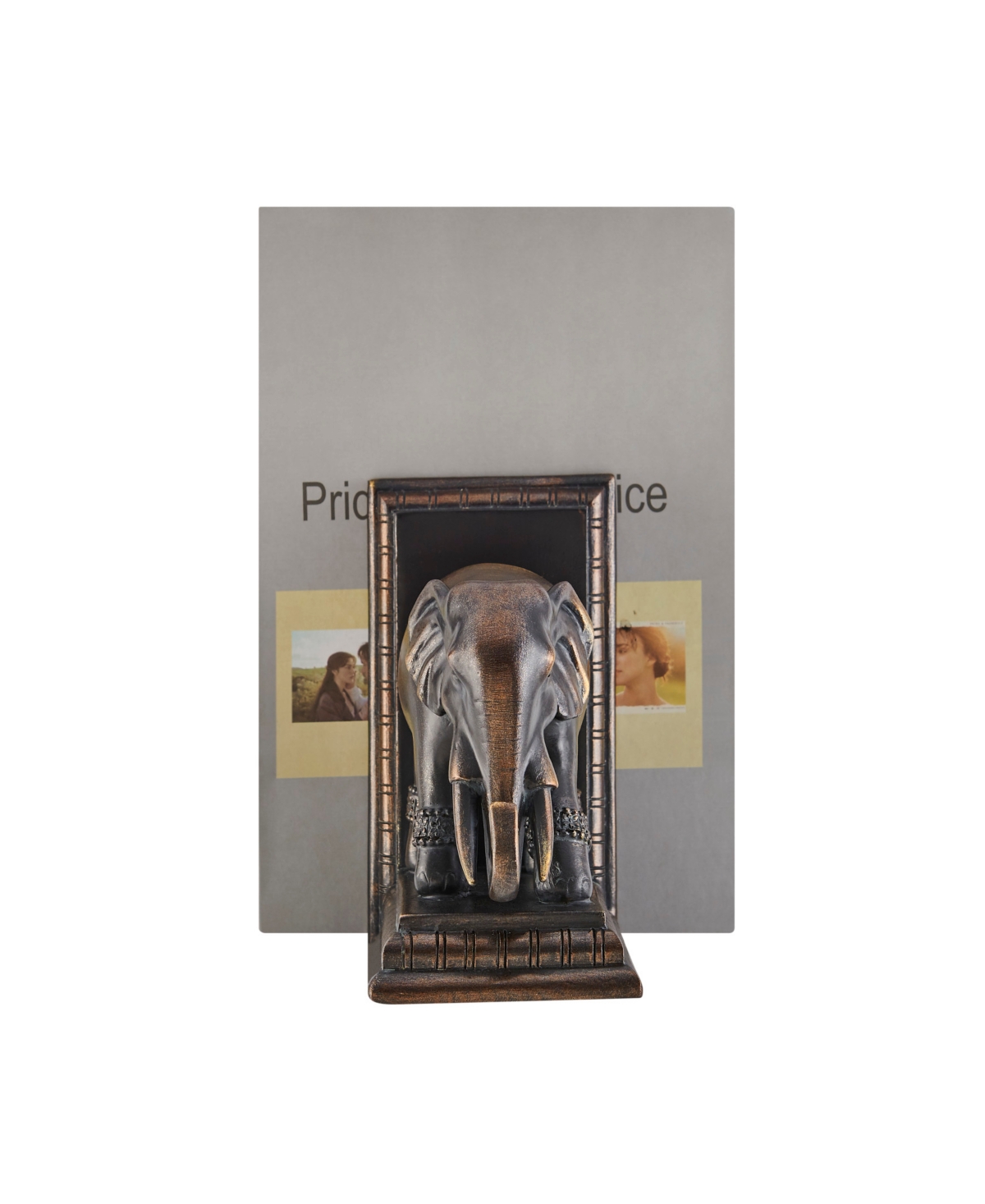 Danya B Ornate Elephants Polyresin Bronze Patina Finish Bookend, Set of 2