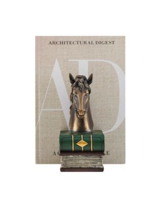 Horses on Books Polyresin Antique-Like Patina Finish Bookend, Set of 2