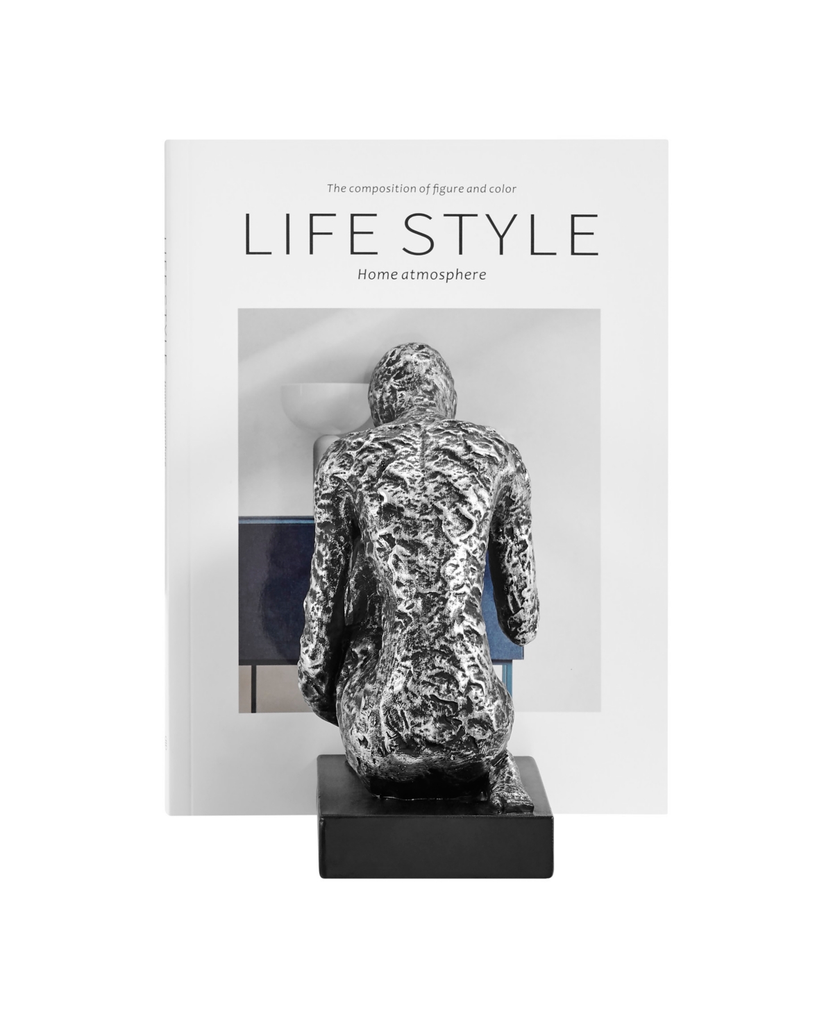 Danya B Kneeling Figure Sculptures PolyresTone and Black Finish Bookend, Set of 2 - Silver, Black