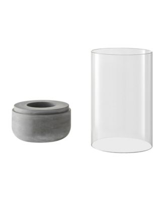 Danya B Modern Cool Gray Cement Base And Glass Pillar Hurricane Candle ...