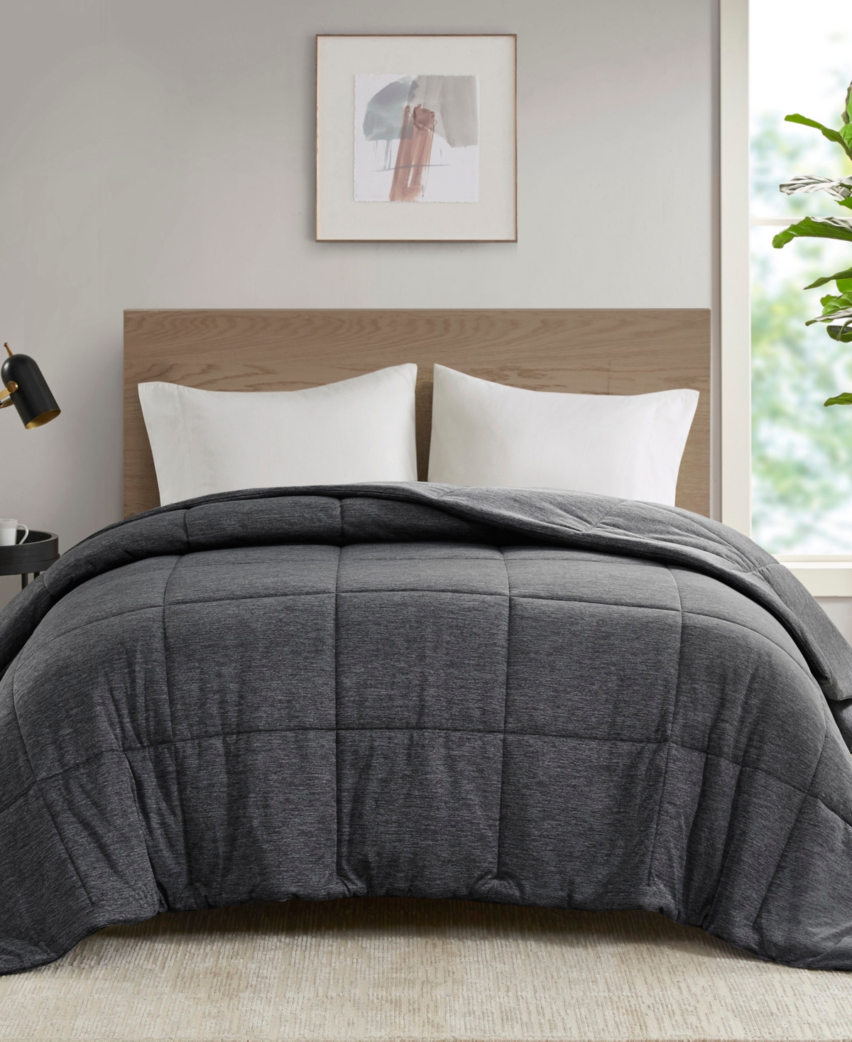 Urban Habitat Comfort Cool Jersey Knit Oversized Down Alternative Comforter, King/california King In Black