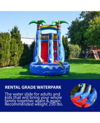 HeroKiddo 15  Ocean Shark Commercial Grade Water Slide with Splash Pool for Kids and Adults (with Blower), Wet Dry Combo, Big Inflatable, Outdoor Indoor, Birthday Party Rental