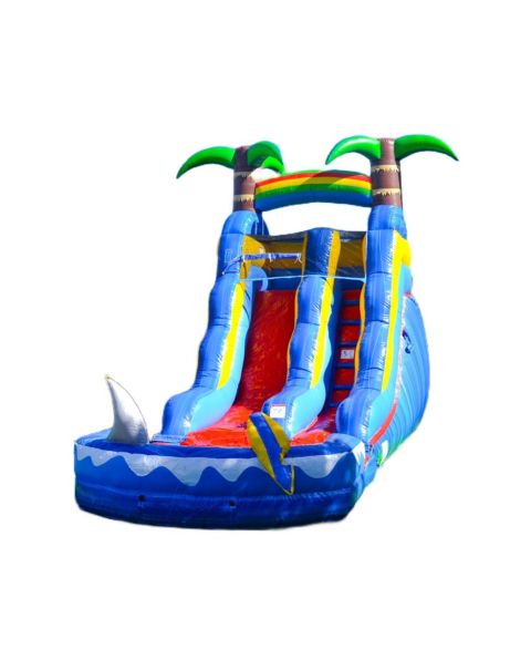 Детская игрушка HERO Kiddo 15 Ocean Shark Inflatable Water Slide with Splash Pool, For up to 2 Players, Ages 3+, цвет: Зелёный
