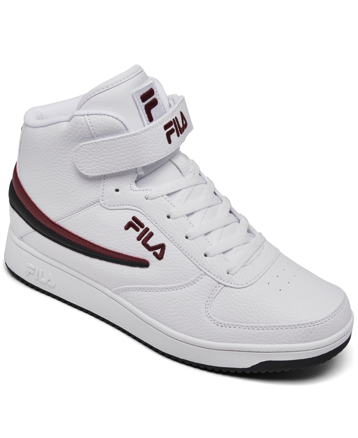 Fila Men's A-High Stay-Put Closure High Top Casual Sneakers from Finish Line - Maroon, Black
