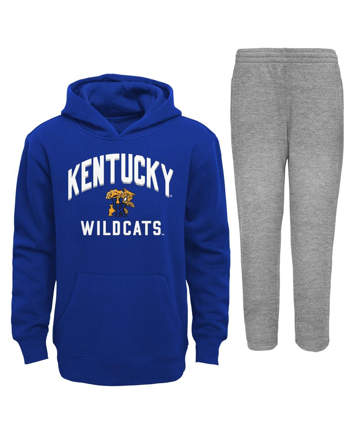 Shop Outerstuff Toddler Boys And Girls Royal, Gray Kentucky Wildcats Play-by-play Pullover Fleece Hoodie And Pants S In Royal,gray
