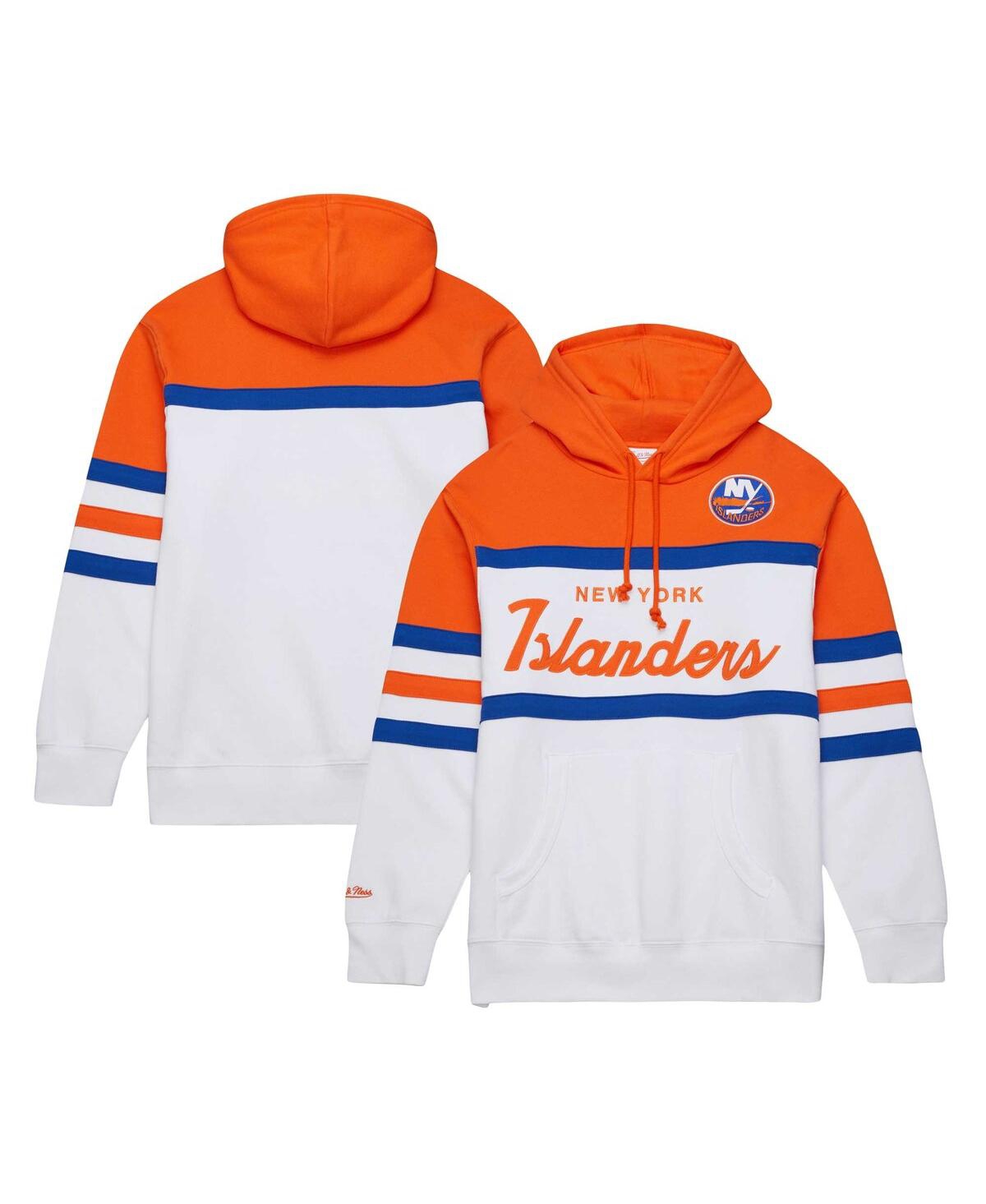 Mitchell & Ness Men's  White, Orange New York Islanders Head Coach Pullover Hoodie In White,orange