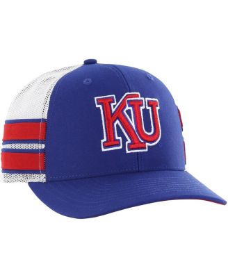 Men's Royal Distressed Kansas Jayhawks Straight Eight Adjustable Trucker Hat