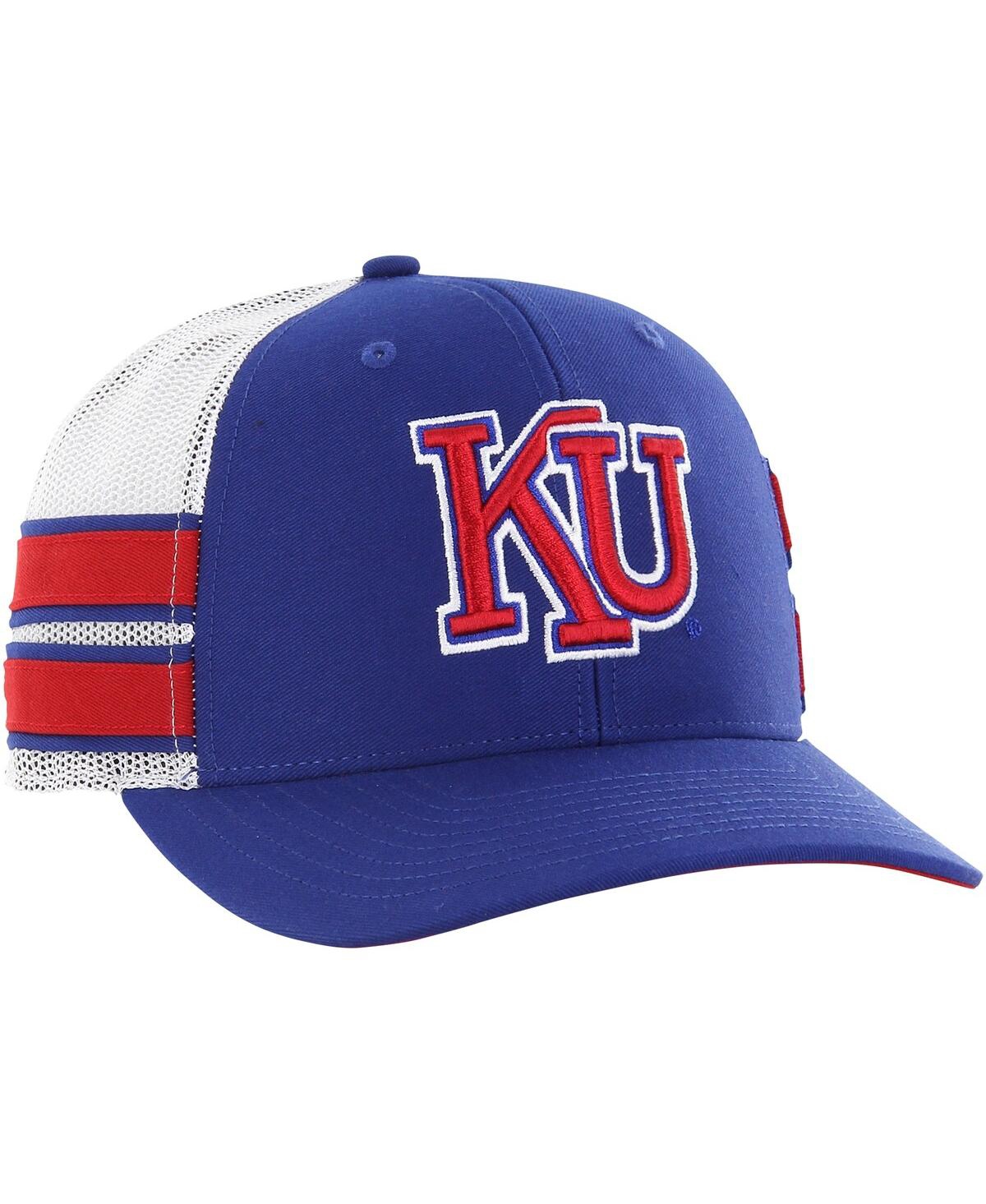 47 Brand Men's ' Royal Distressed Kansas Jayhawks Straight Eight Adjustable Trucker Hat In Royal