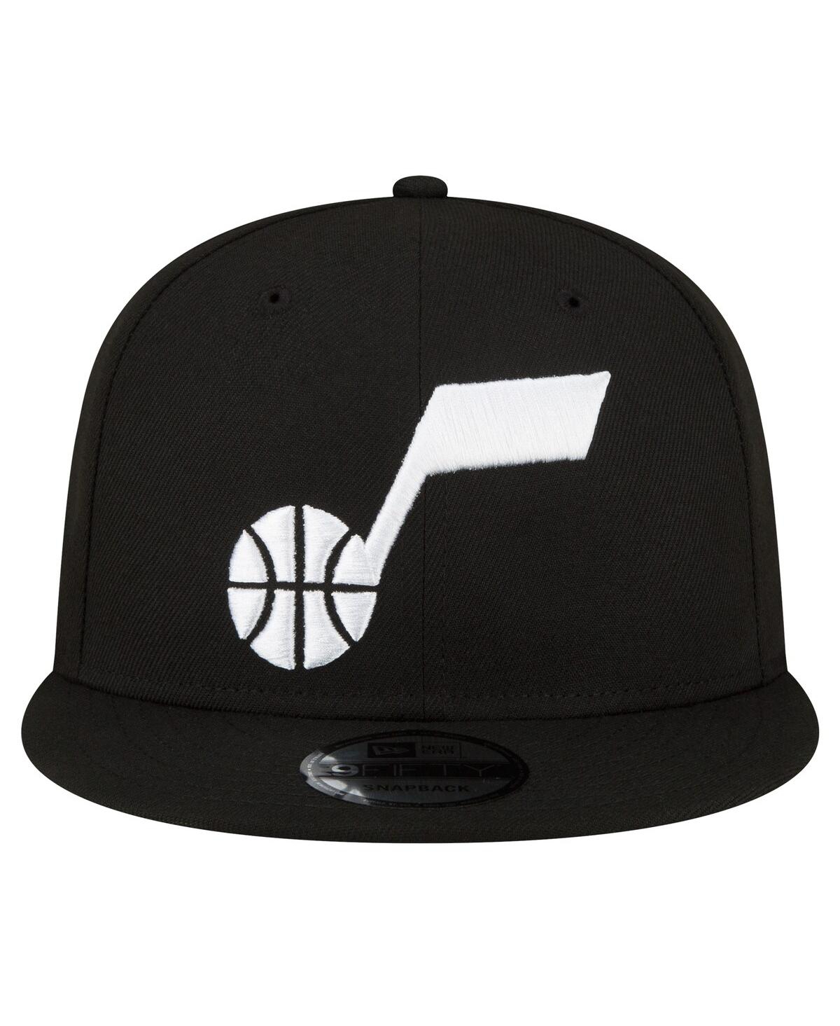 New Era Men's  Utah Jazz Black And White 9fifty Snapback Hat In Black