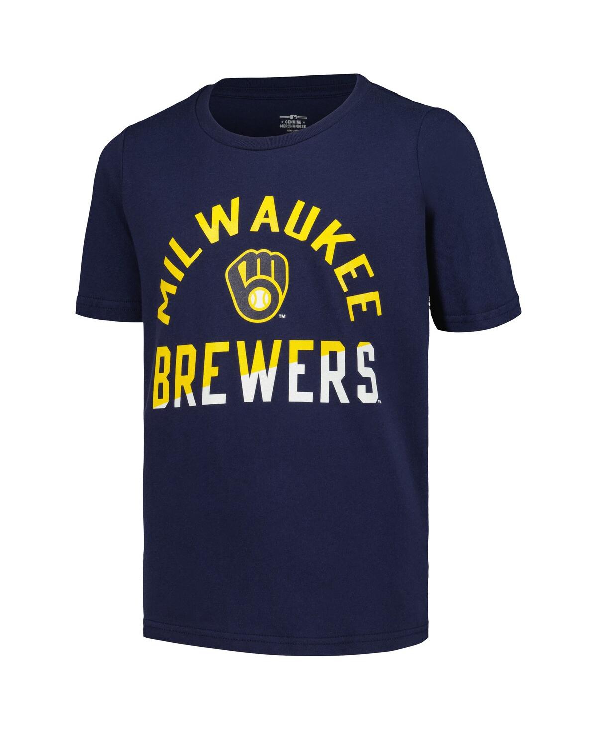 Shop Outerstuff Big Boys Navy Milwaukee Brewers Halftime T-shirt