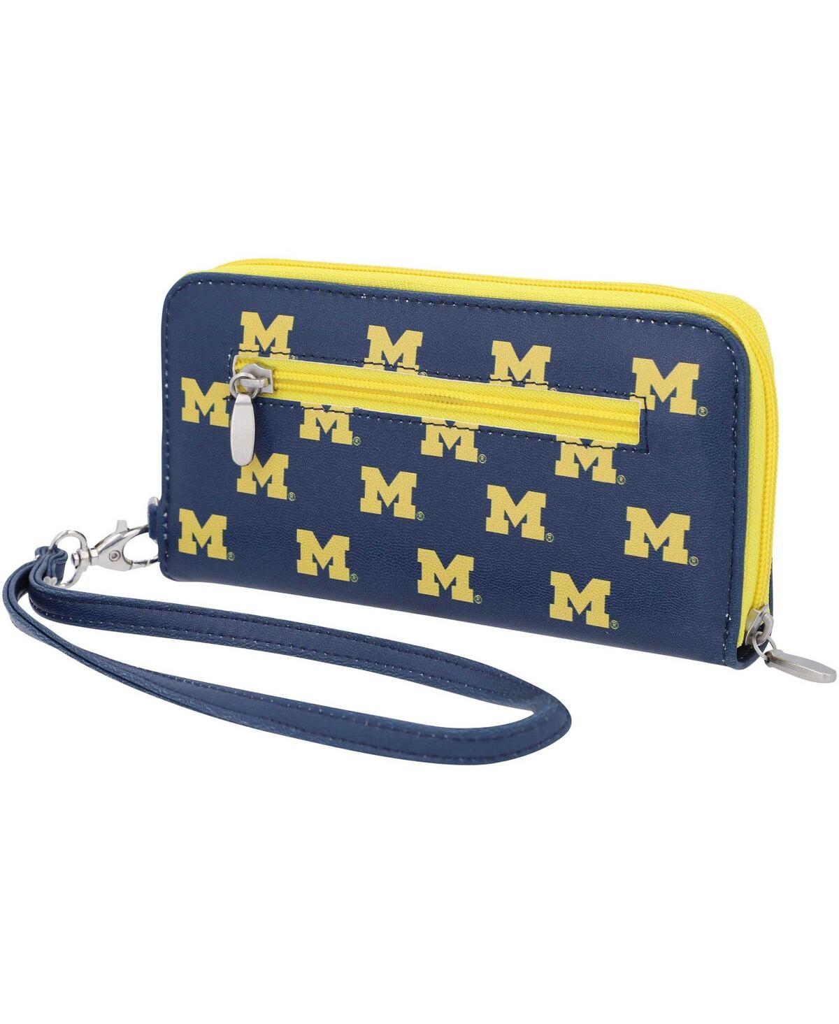 Eagles Wings Women's Michigan Wolverines Zip-around Wristlet Wallet In Blue
