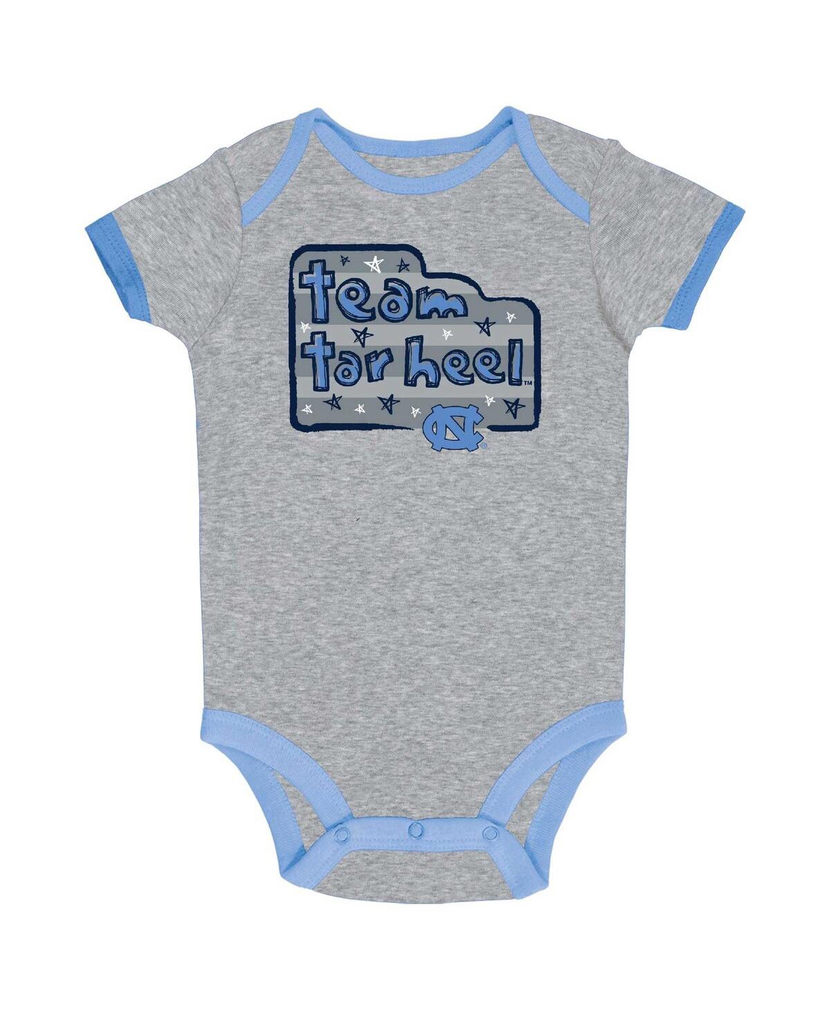 Shop Champion Baby Boys And Girls  Carolina Blue, Gray, White North Carolina Tar Heels 3-pack Bodysuit Set In Carolina Blue,gray,white