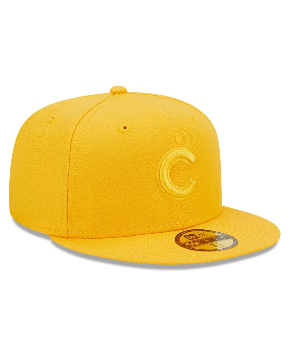 Shop New Era Men's  Gold Chicago Cubs Tonal 59fifty Fitted Hat